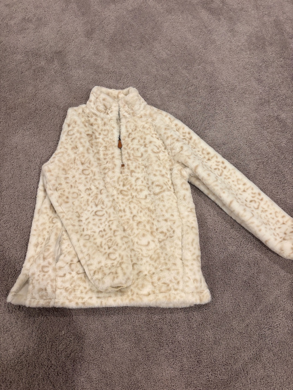 Katydid Cream Leopard Print Plush Cowl Neck Sweater